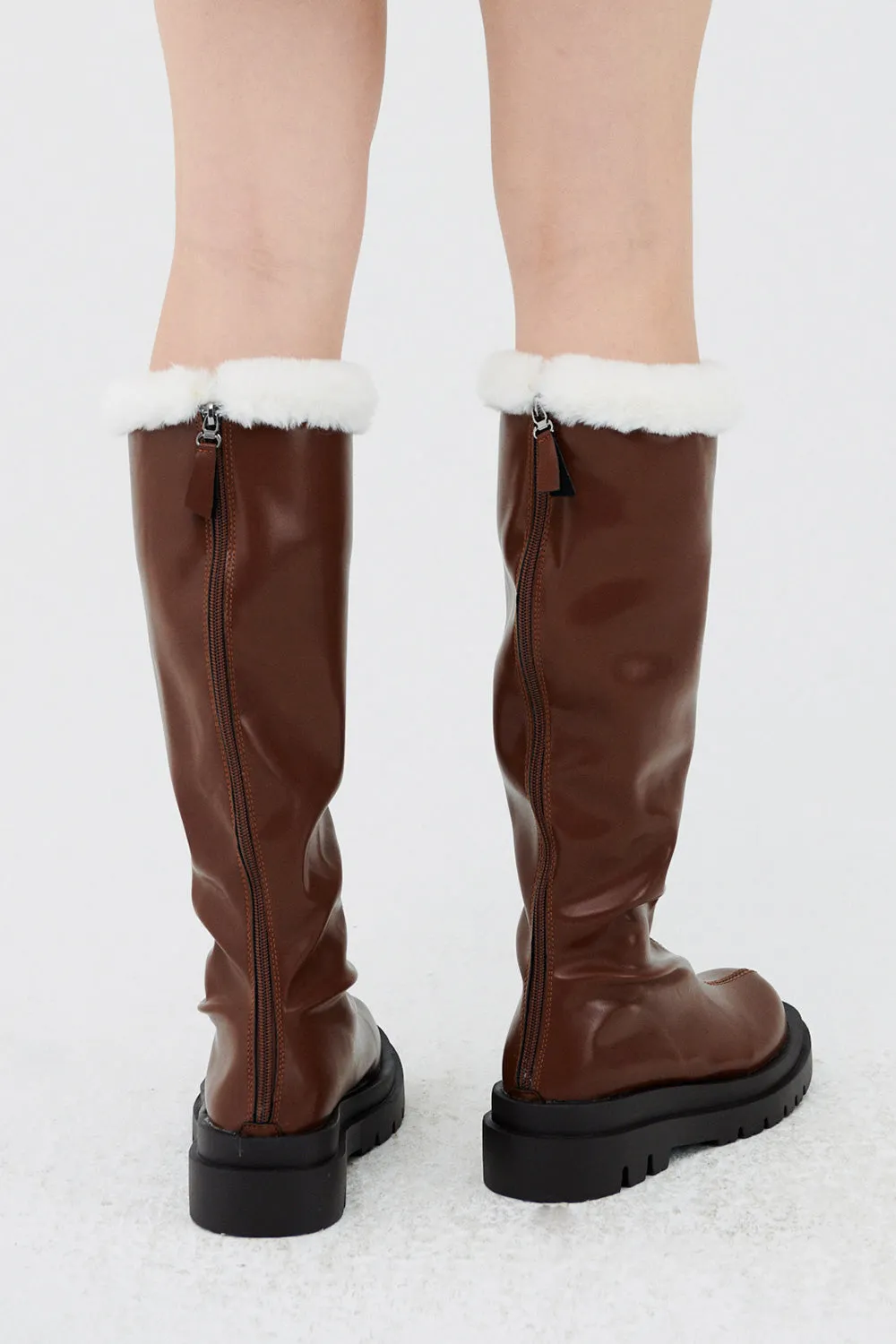 Andrea Faux Fur Trim High Boots