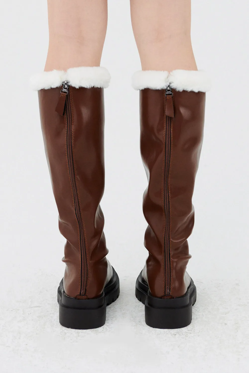 Andrea Faux Fur Trim High Boots