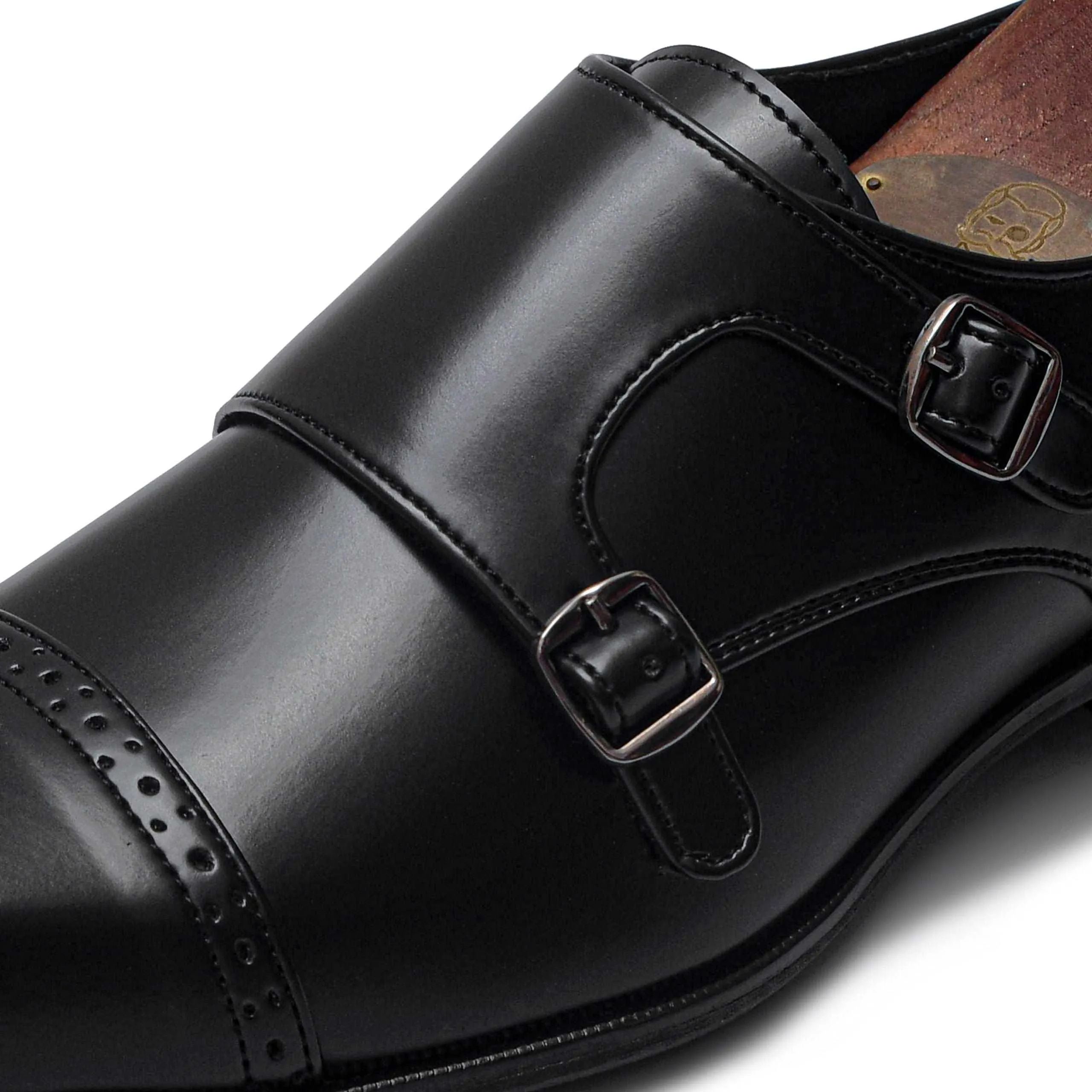 BENJAMIN | BLACK SQUARE TOE DOUBLE MONK