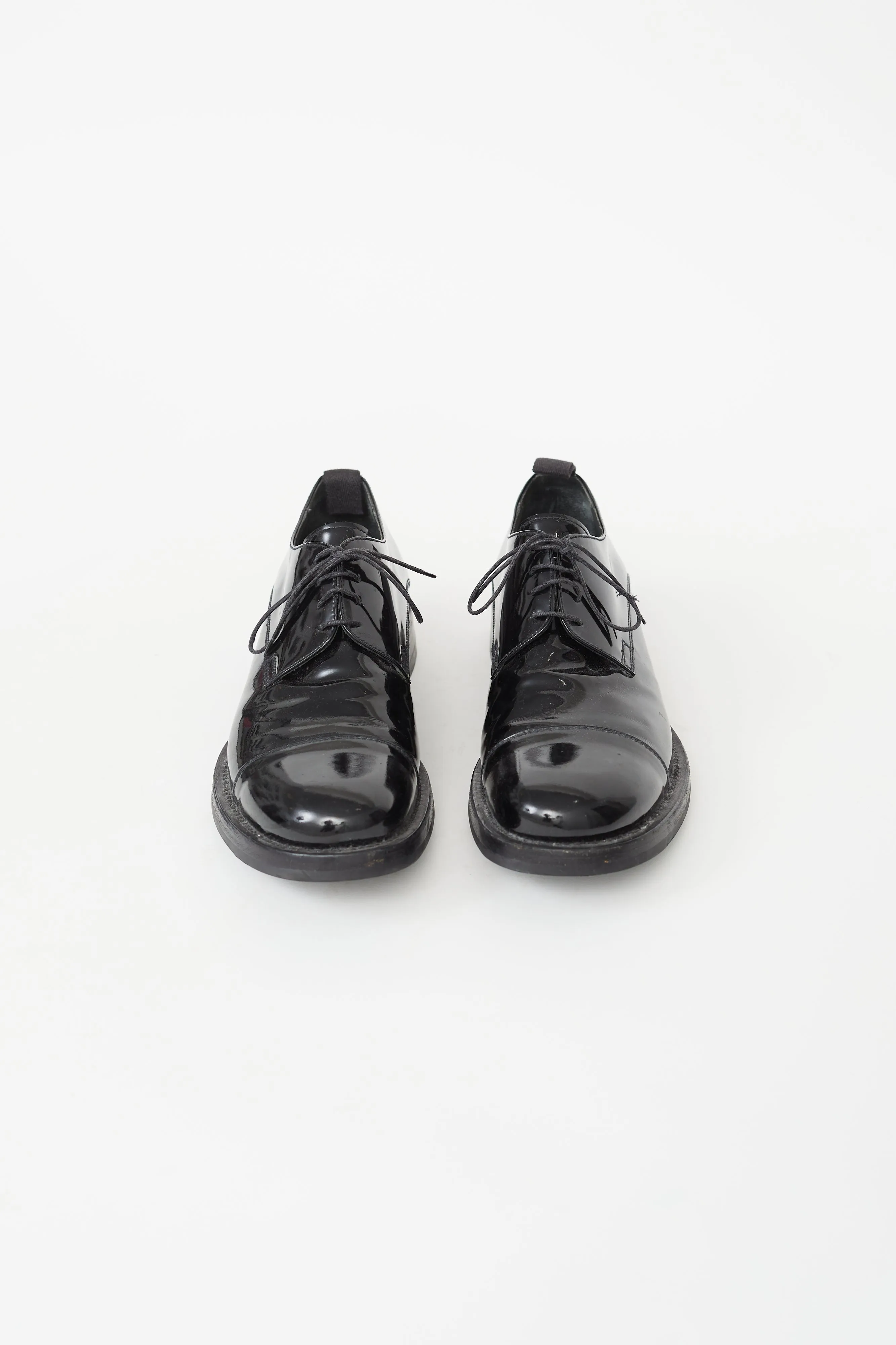 Black Patent Leather Lace-Up Derby