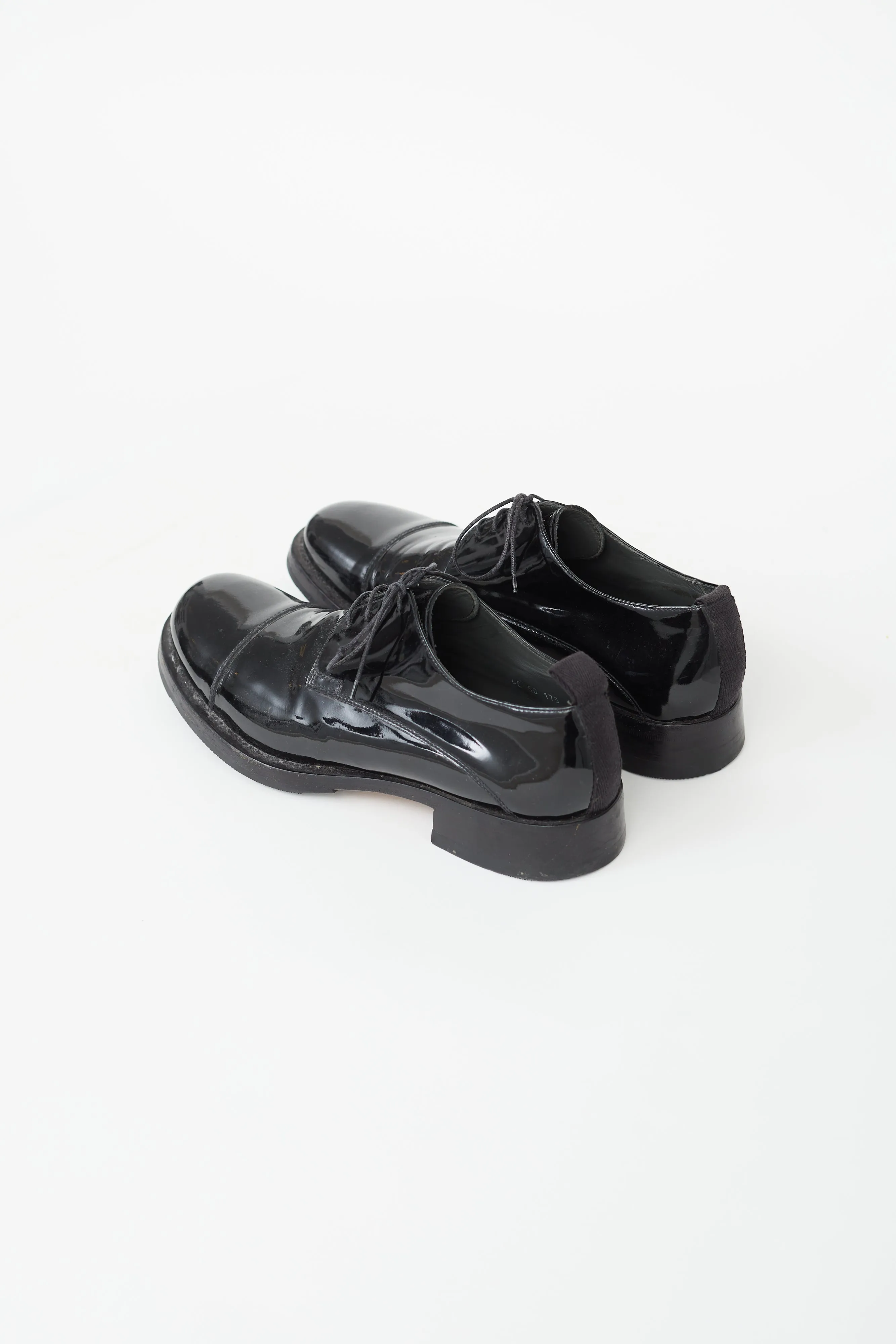 Black Patent Leather Lace-Up Derby