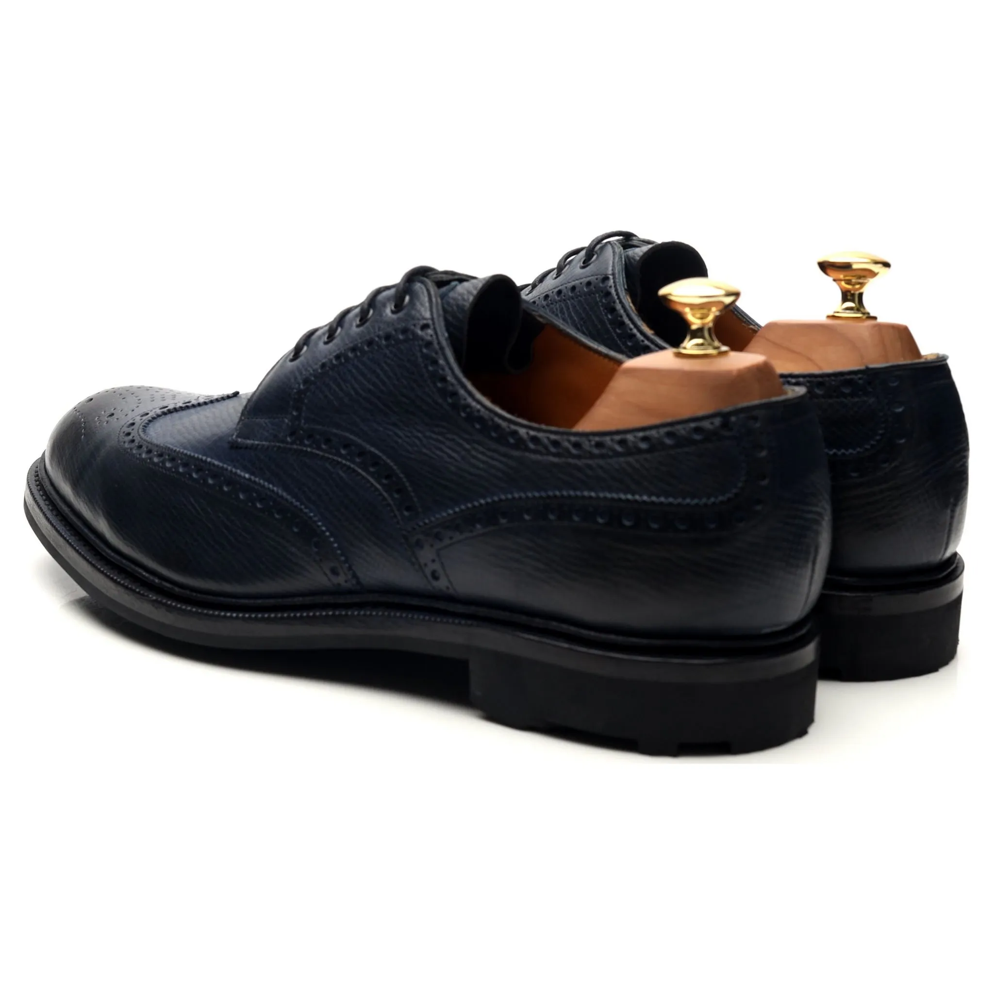 'Borrowdale' Navy Blue Leather Derby Brogues UK 10.5 E