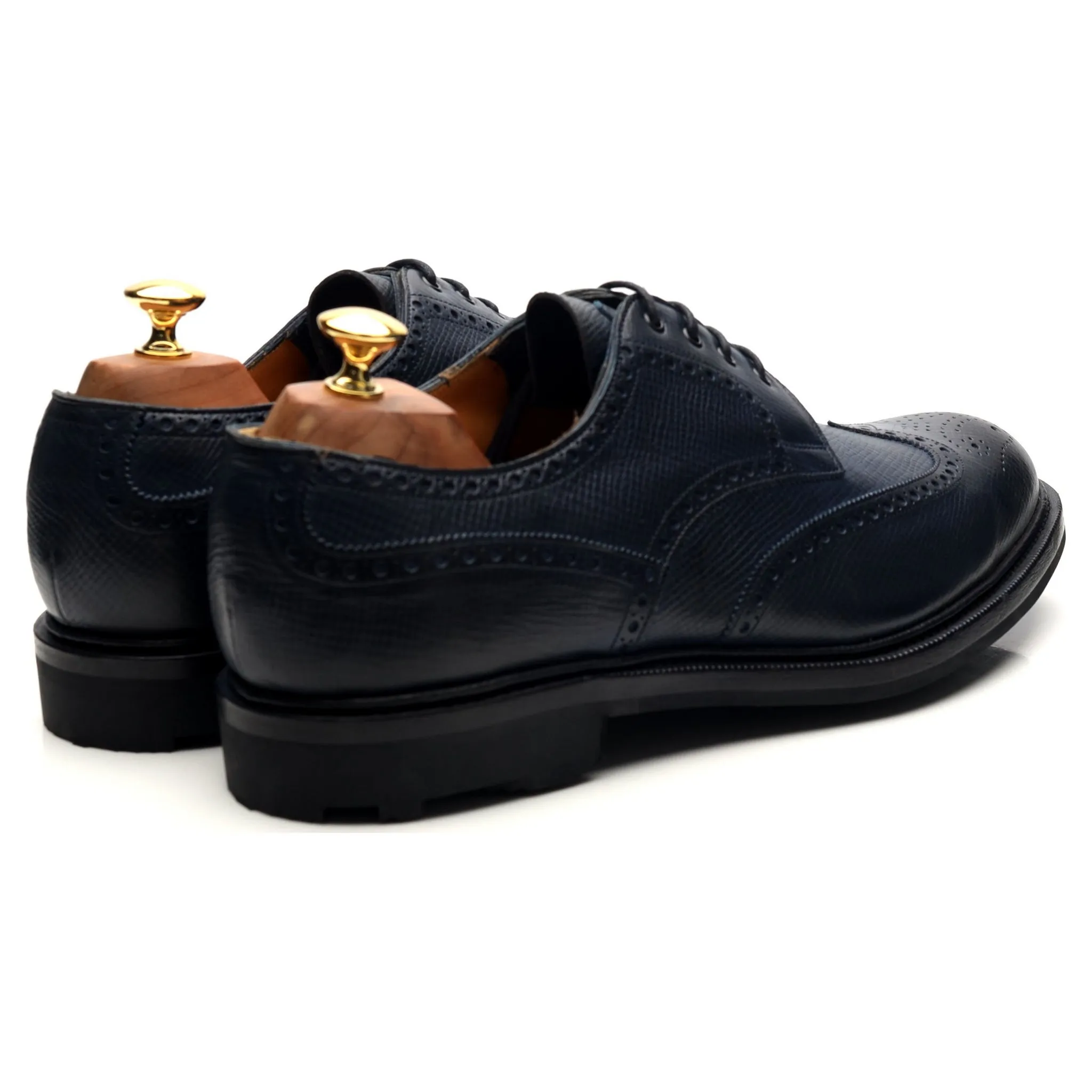 'Borrowdale' Navy Blue Leather Derby Brogues UK 10.5 E