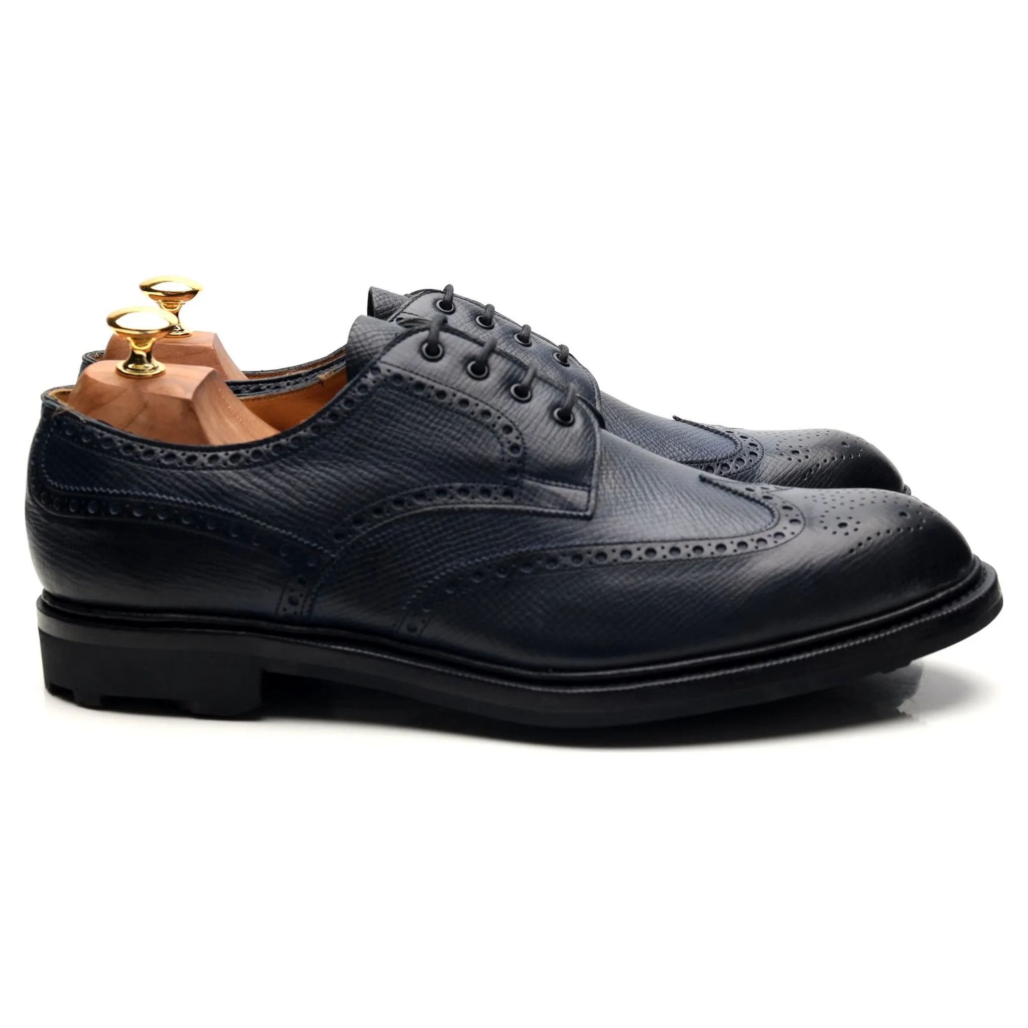 'Borrowdale' Navy Blue Leather Derby Brogues UK 10.5 E