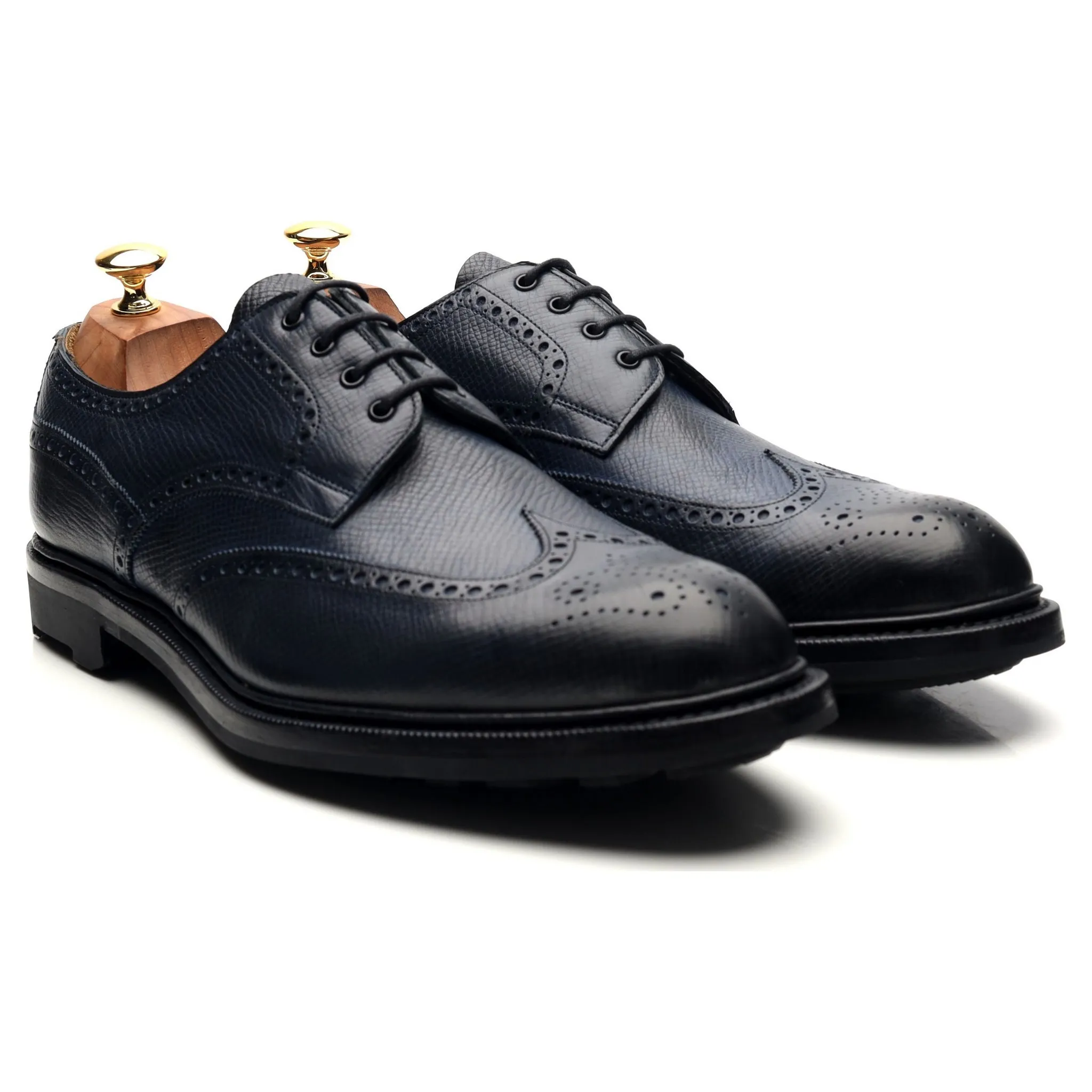 'Borrowdale' Navy Blue Leather Derby Brogues UK 10.5 E