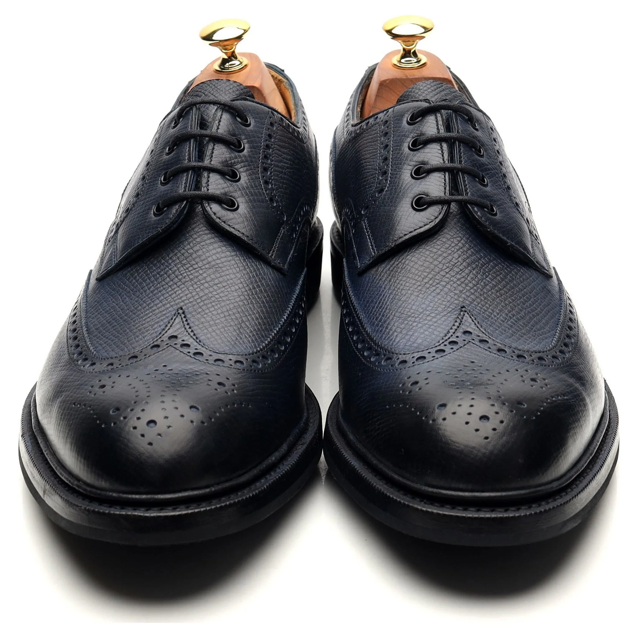 'Borrowdale' Navy Blue Leather Derby Brogues UK 10.5 E