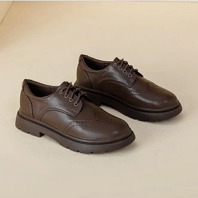 British Style Classic Lace-Up Brogues Leather Oxford Shoes