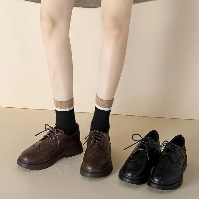 British Style Classic Lace-Up Brogues Leather Oxford Shoes