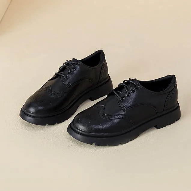 British Style Classic Lace-Up Brogues Leather Oxford Shoes