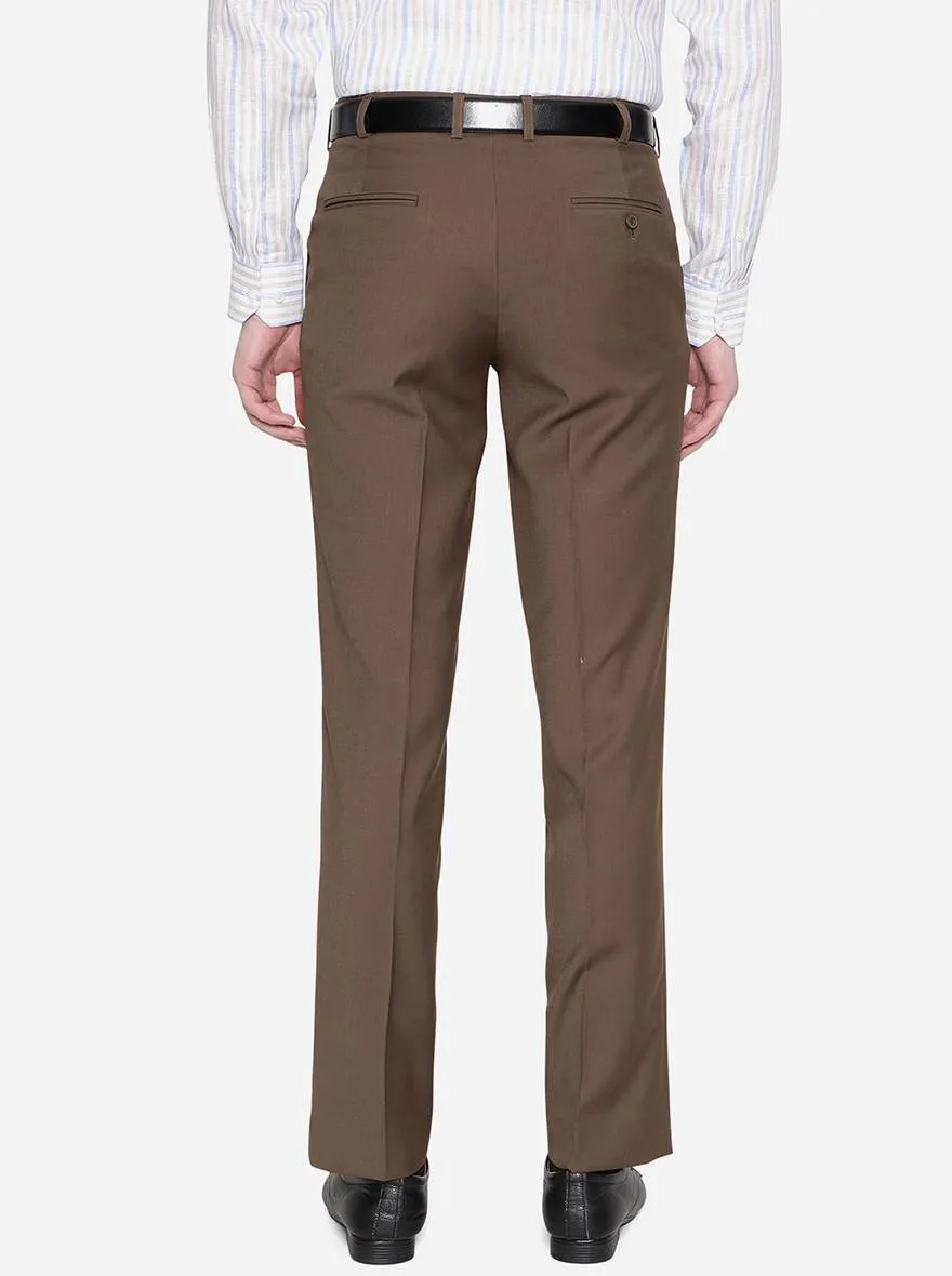 Brown Solid Classic Fit Formal Trouser | JadeBlue