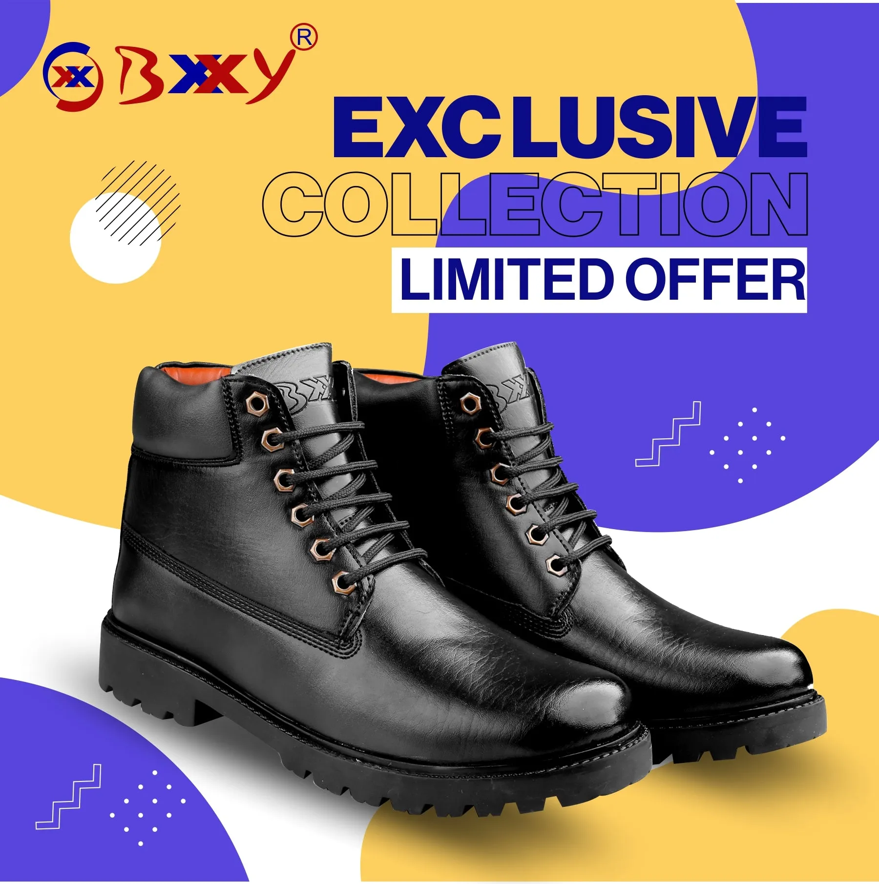 Bxxy's Faux Leather Chelsea Ankle Lace-up Boots for Men