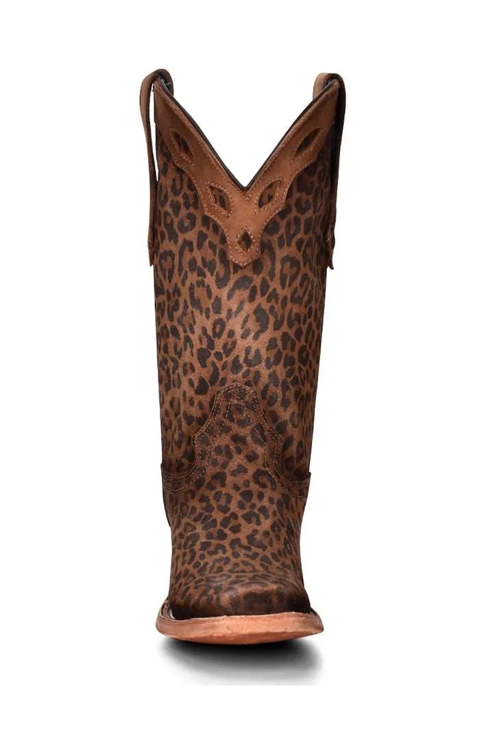 C3788 - Corral sand leopard western roper goatskin boots for women