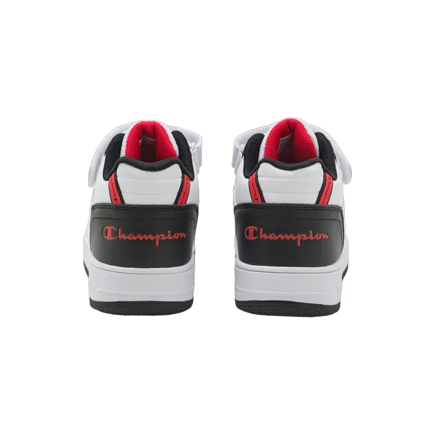 Champion scarpa sneakers alta da bambino Rebound Alter Mid S32724 WW012 bianco-nero-rosso