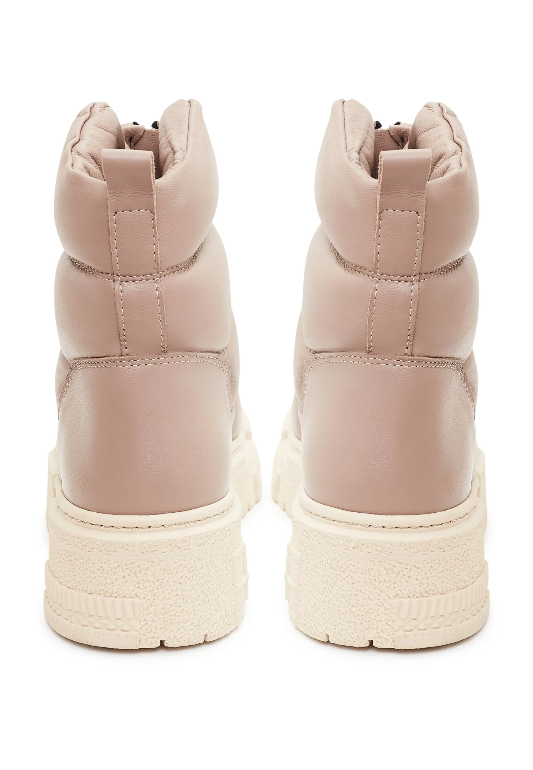 Chunky Quilted Ankle Boots - Beige