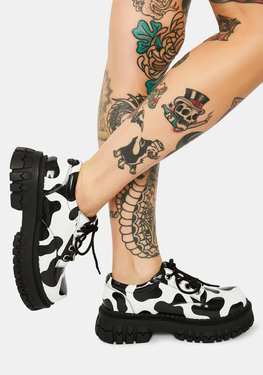 Cow Print Teen Craft Oxfords