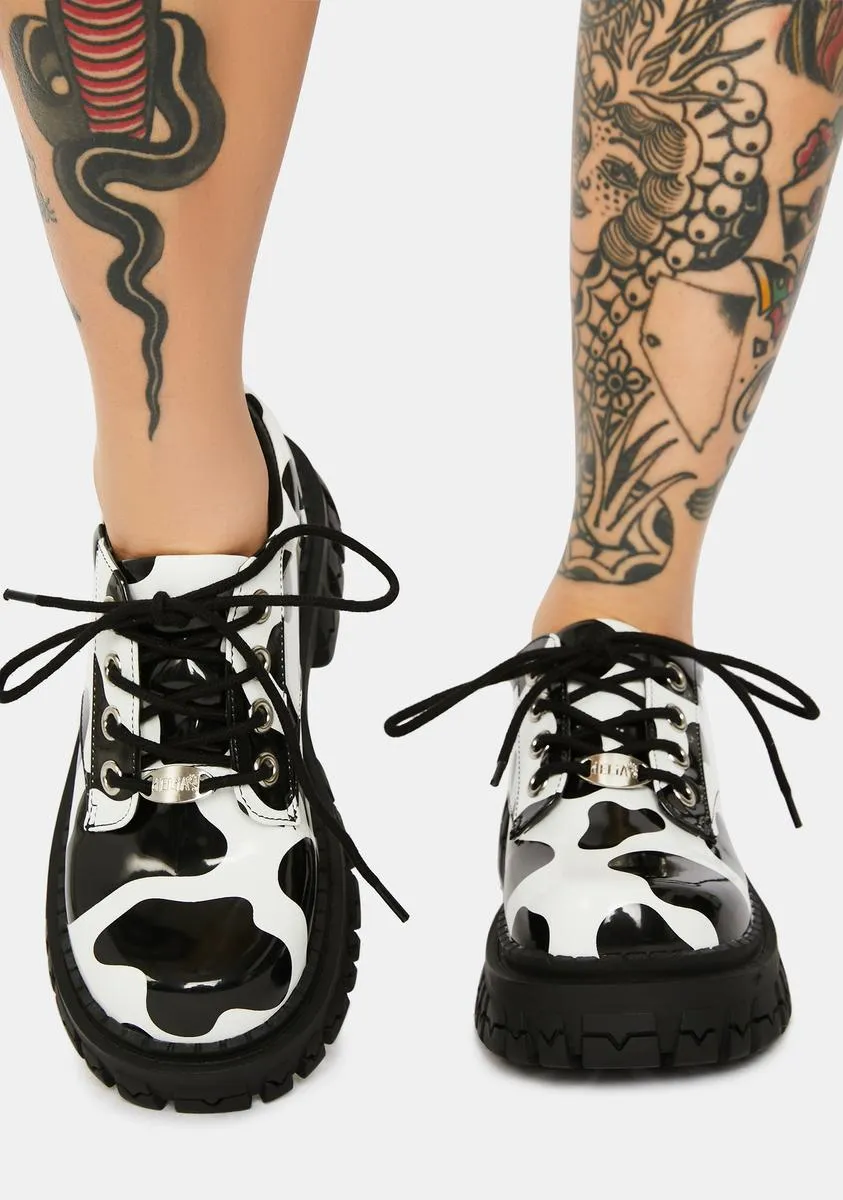 Cow Print Teen Craft Oxfords