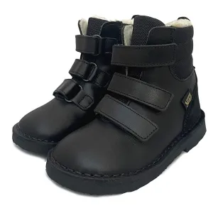 Ernest Kids Velcro Wool-Lined Boot Black Leather