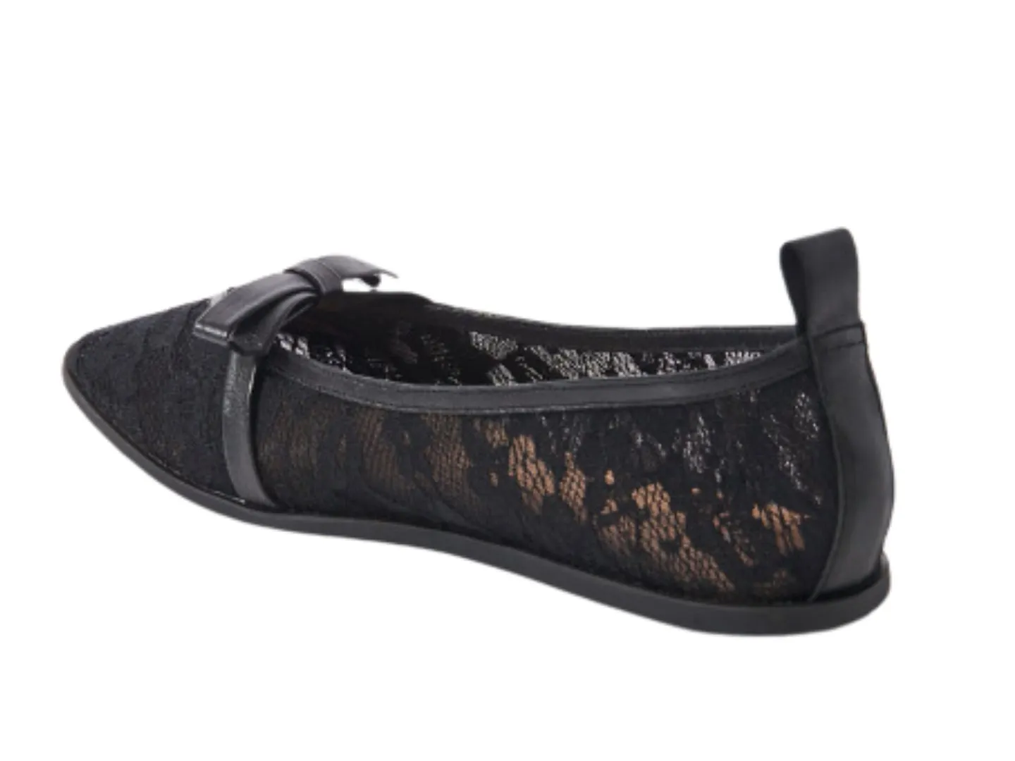 Free People: Mesh Mania Bow Flat in Black Pattern / Embroidered