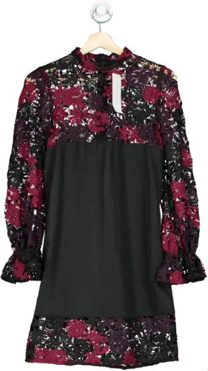 French Connection Black/Red Lace Mini Dress UK 6