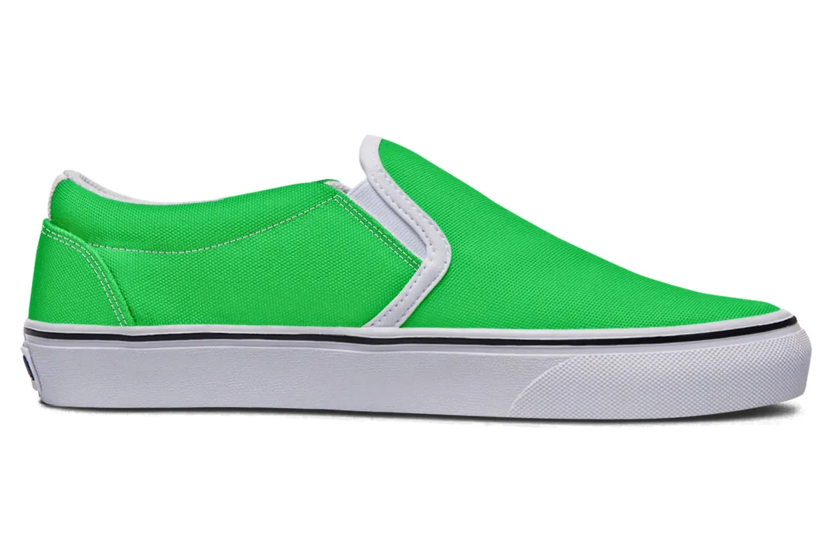 Green And Purple Mismatch Slip Ons