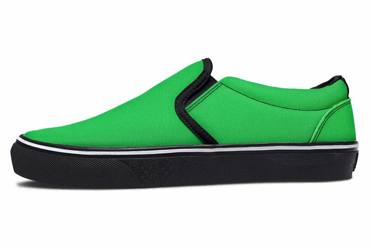 Green And Purple Mismatch Slip Ons