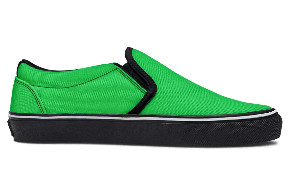 Green And Purple Mismatch Slip Ons