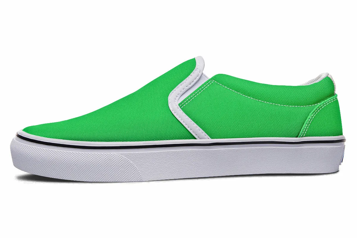 Green And Purple Mismatch Slip Ons