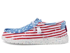 Hey Dude Men's Wally Patriotic Stars and Stripes Size 11 | Men’s Shoes | Men's Lace Up Loafers | Comfortable & Light-Weight