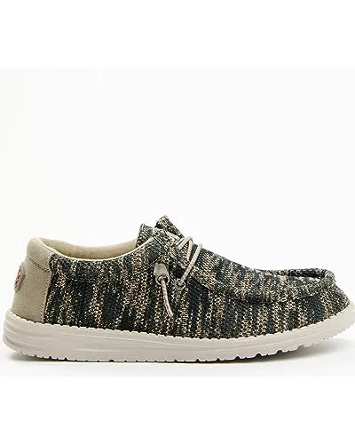 Hey Dude Men's Wally Sox Woodland Camo Size 12| Men's Loafers | Men's Slip On Shoes | Comfortable & Light-Weight