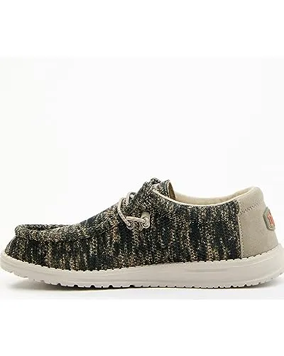 Hey Dude Men's Wally Sox Woodland Camo Size 12| Men's Loafers | Men's Slip On Shoes | Comfortable & Light-Weight