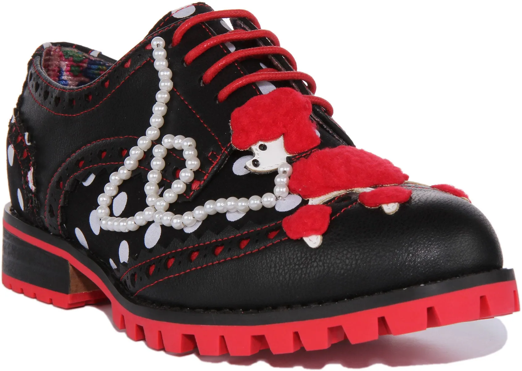 Irregular Choice Sockhop Sweetie In Black Red For Women