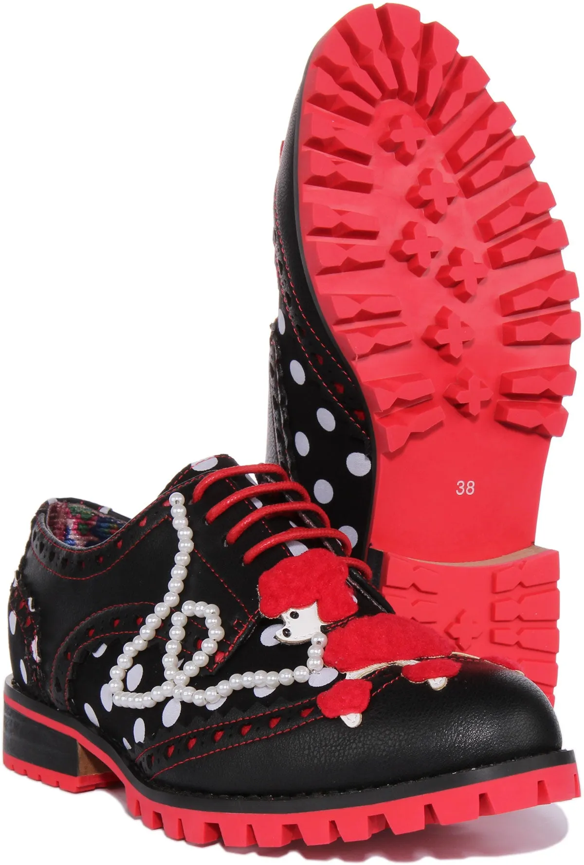 Irregular Choice Sockhop Sweetie In Black Red For Women