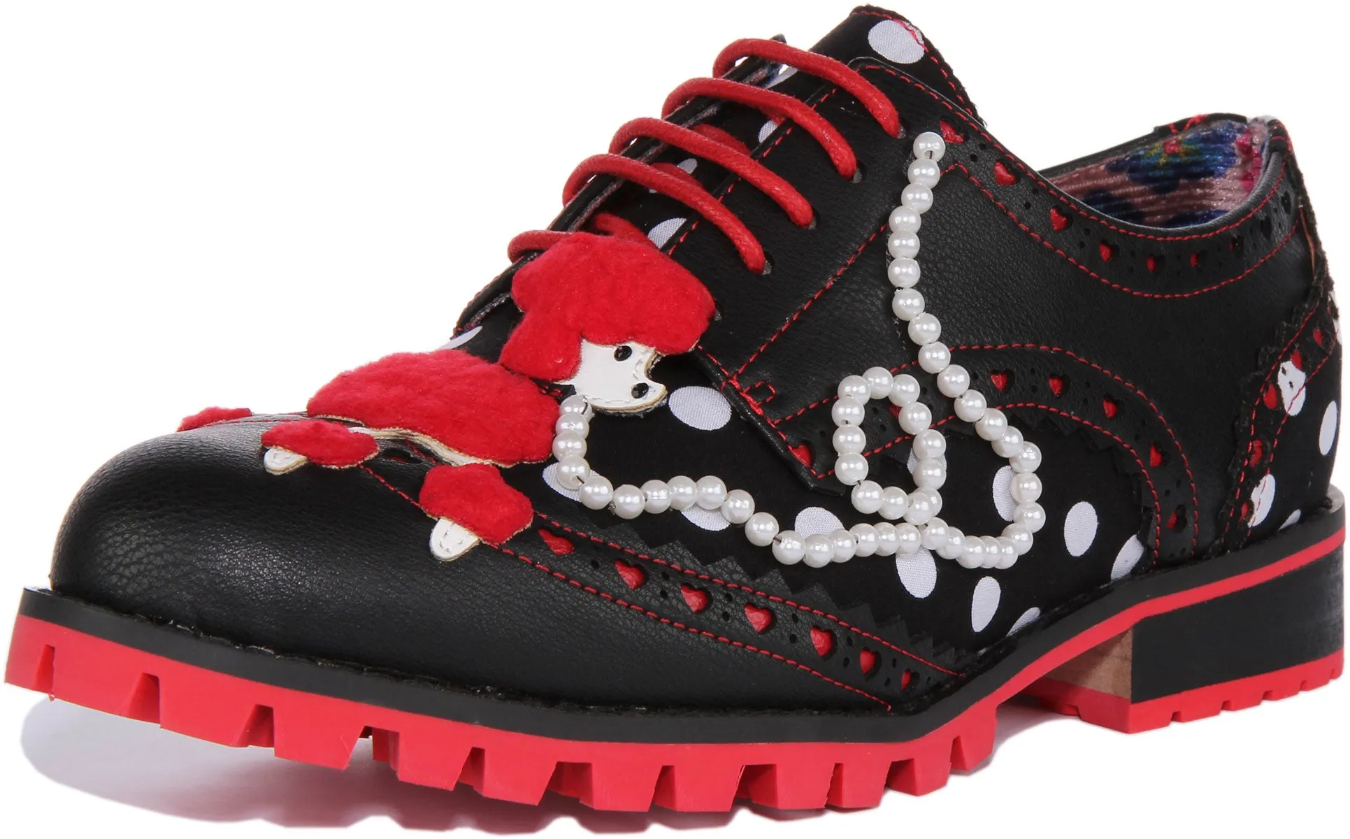 Irregular Choice Sockhop Sweetie In Black Red For Women