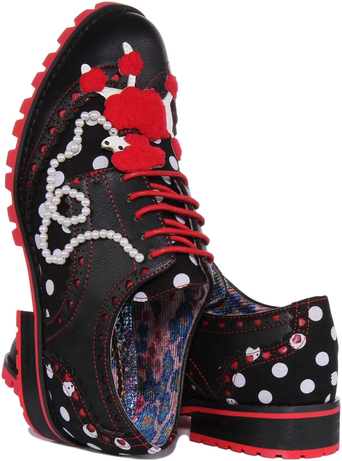 Irregular Choice Sockhop Sweetie In Black Red For Women