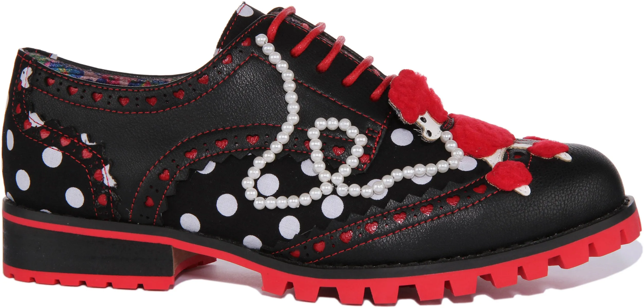 Irregular Choice Sockhop Sweetie In Black Red For Women