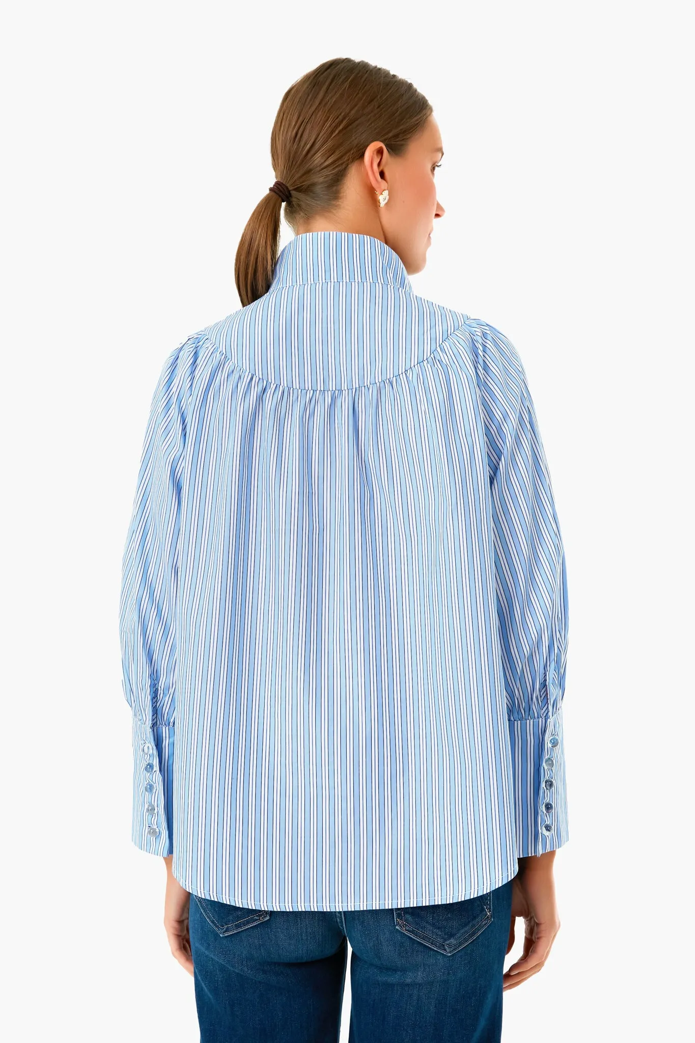 Malibu Blue Stripe Corrigan Blouse