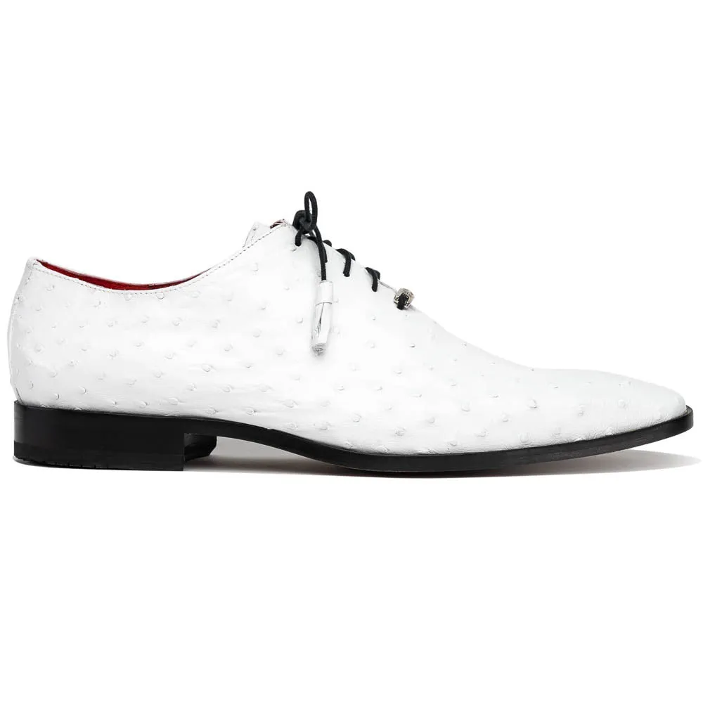 Marco Di Milano Criss Ostrich White Tassel Laced Oxford Shoes