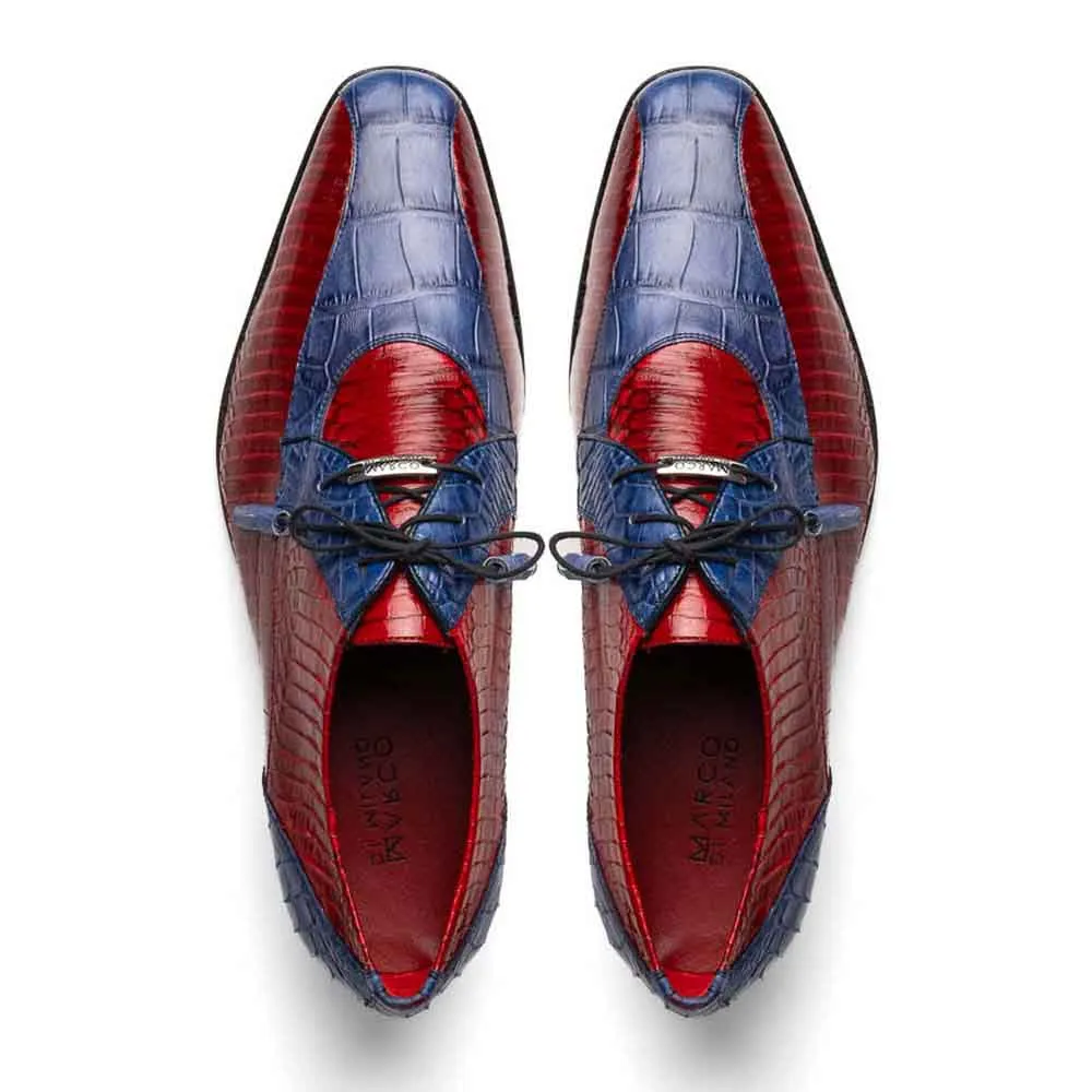 Marco Di Milano Moncalieri Dress Derby Navy/Red Alligator and Cobra Shoes