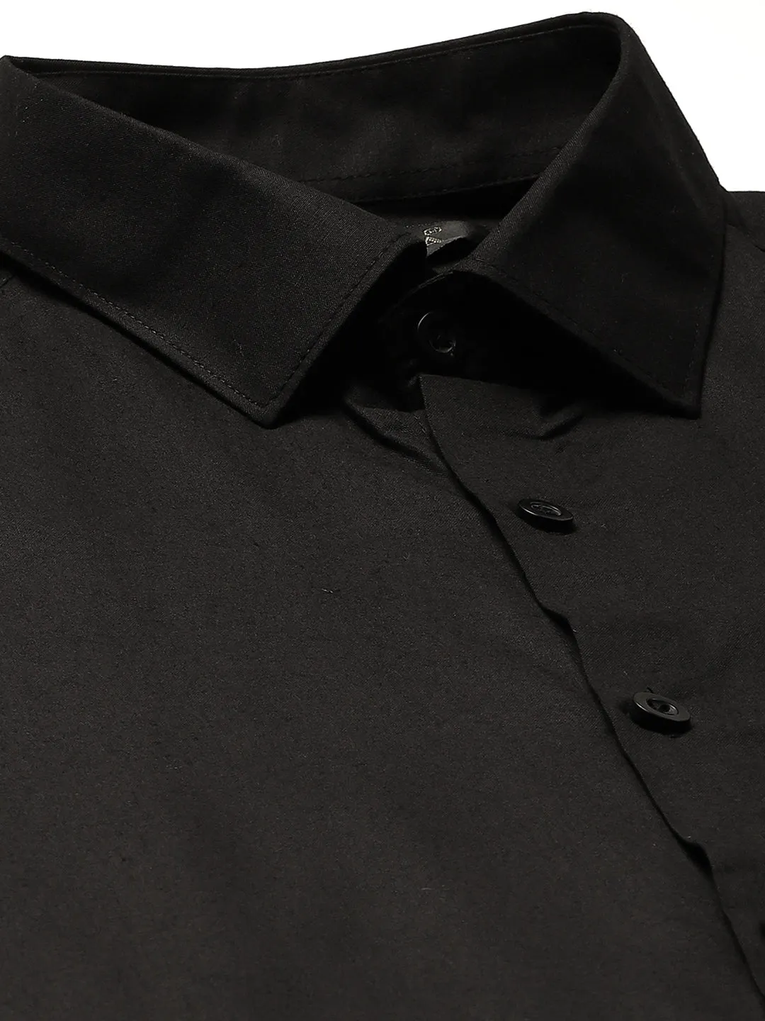 Men's Cotton Black Classic Formal Shirt - Sojanya