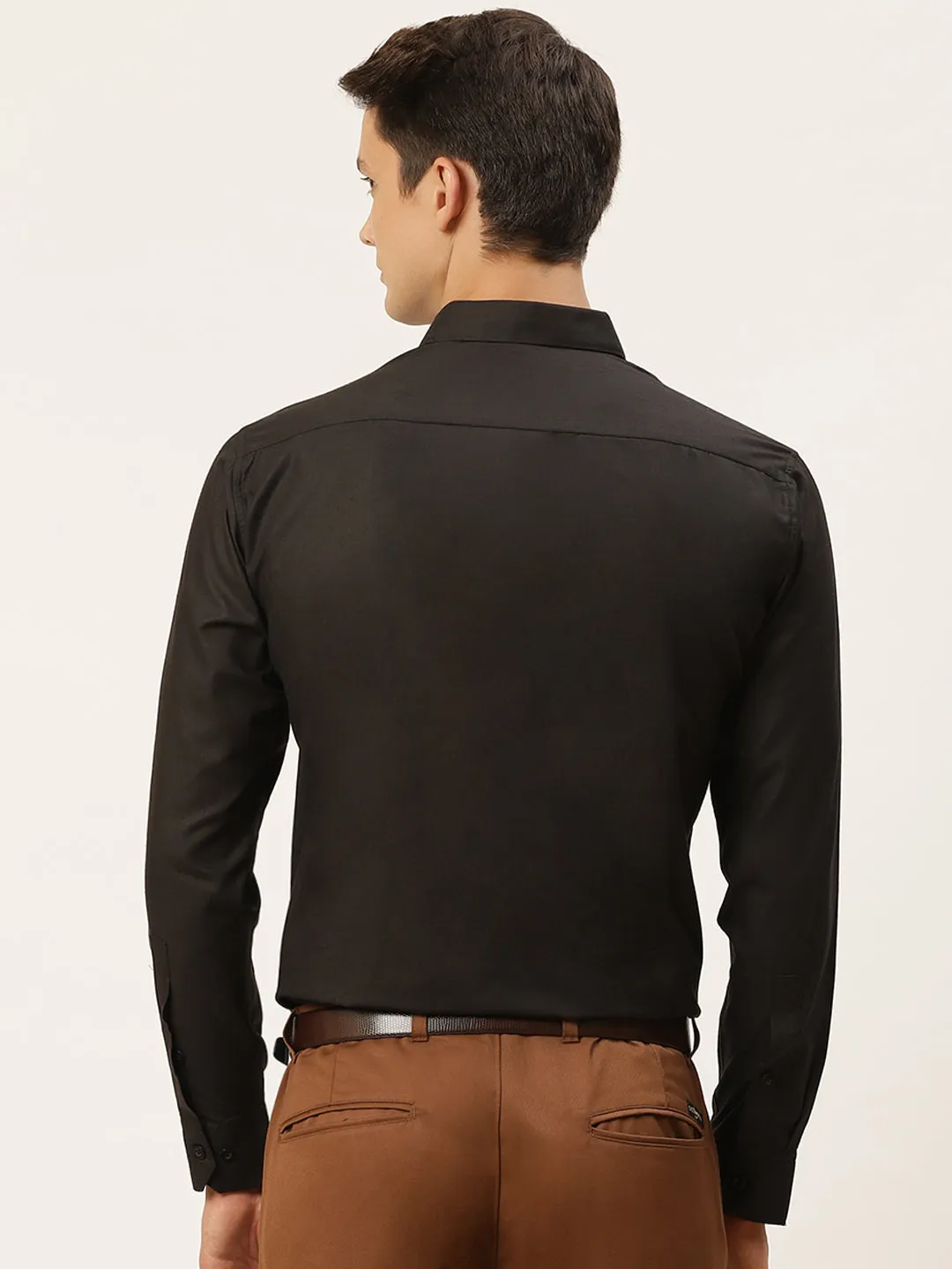 Men's Cotton Black Classic Formal Shirt - Sojanya