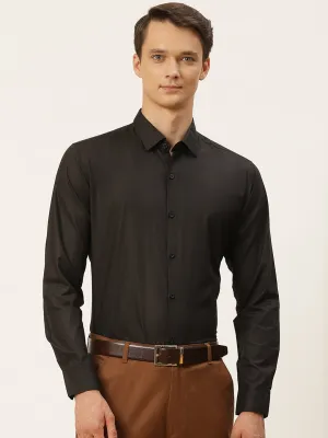 Men's Cotton Black Classic Formal Shirt - Sojanya