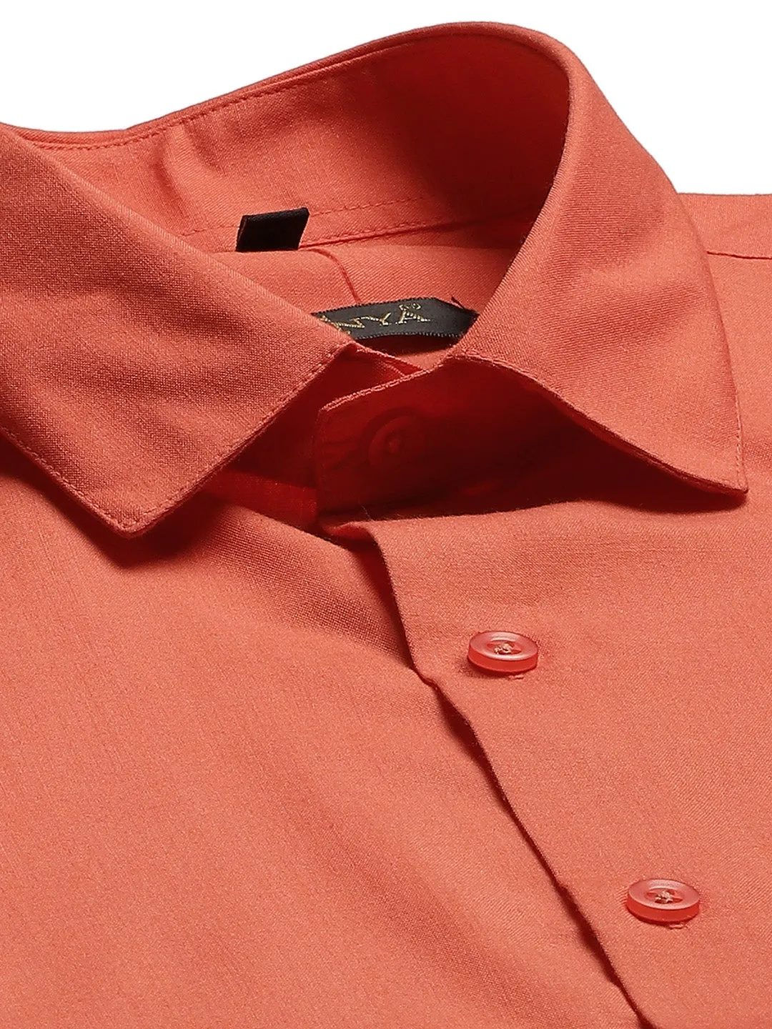 Men's Cotton Orange Classic Formal Shirt - Sojanya