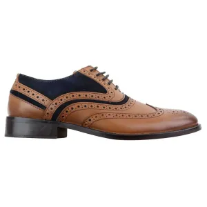 Mens Full Leather Suede Laced Oxford Brogues Smart Casual Formal Gatsby