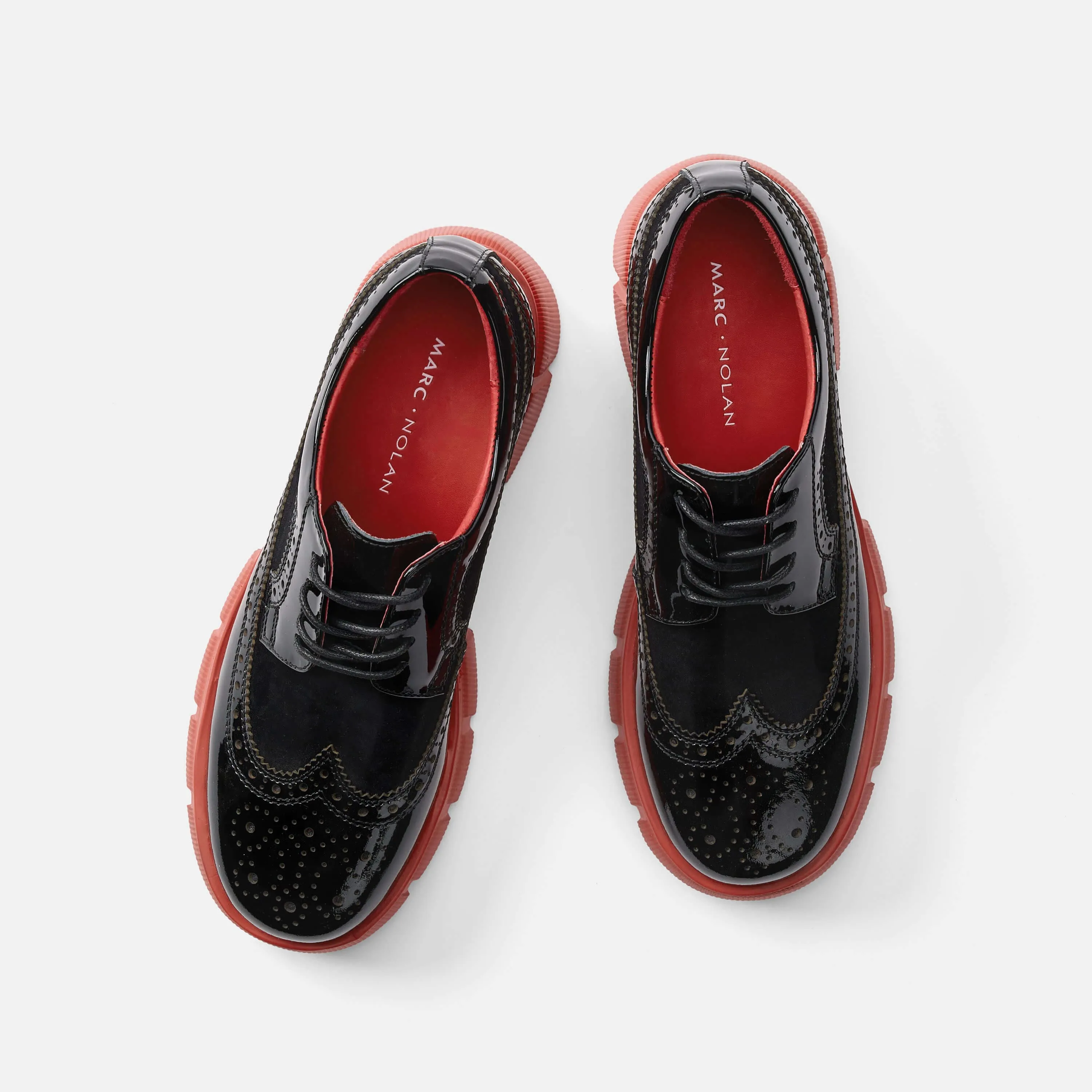 Ms. Alexander Black/Red Leather Lug Wingtip Derby