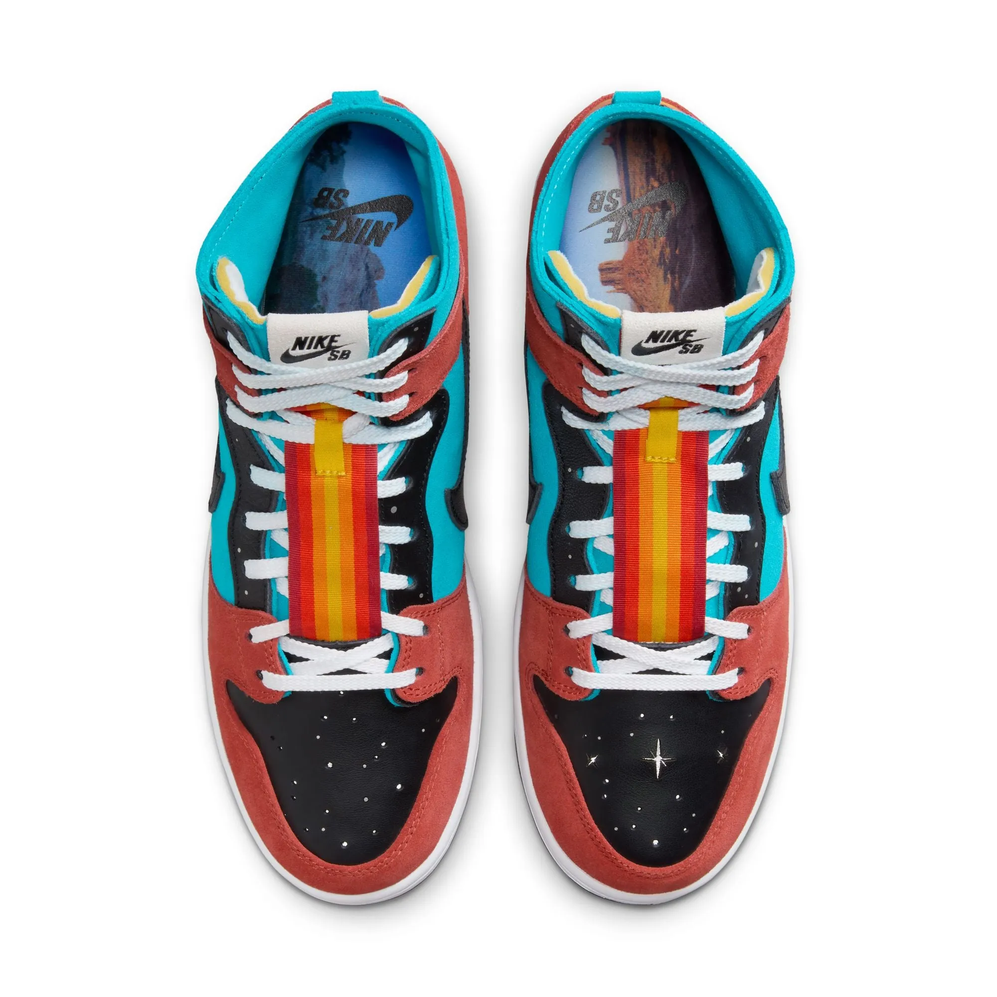 Nike SB - 'Di'orr Greenwood' Dunk High Decon QS Shoes - Turquoise Blue / Black - Rugged Orange