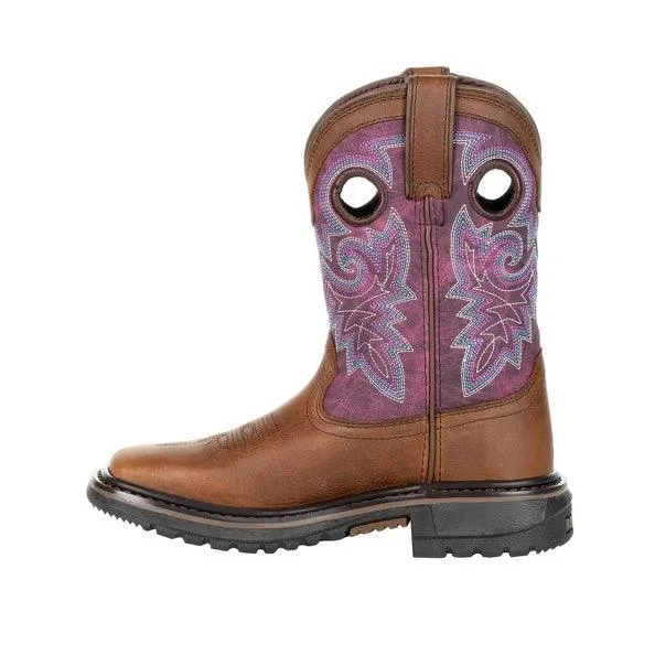 Rocky Children’s and Youth Original Ride Brown & Purple Western Boots RKW0302