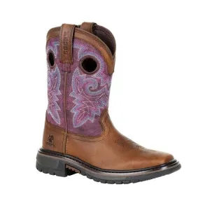 Rocky Children’s and Youth Original Ride Brown & Purple Western Boots RKW0302