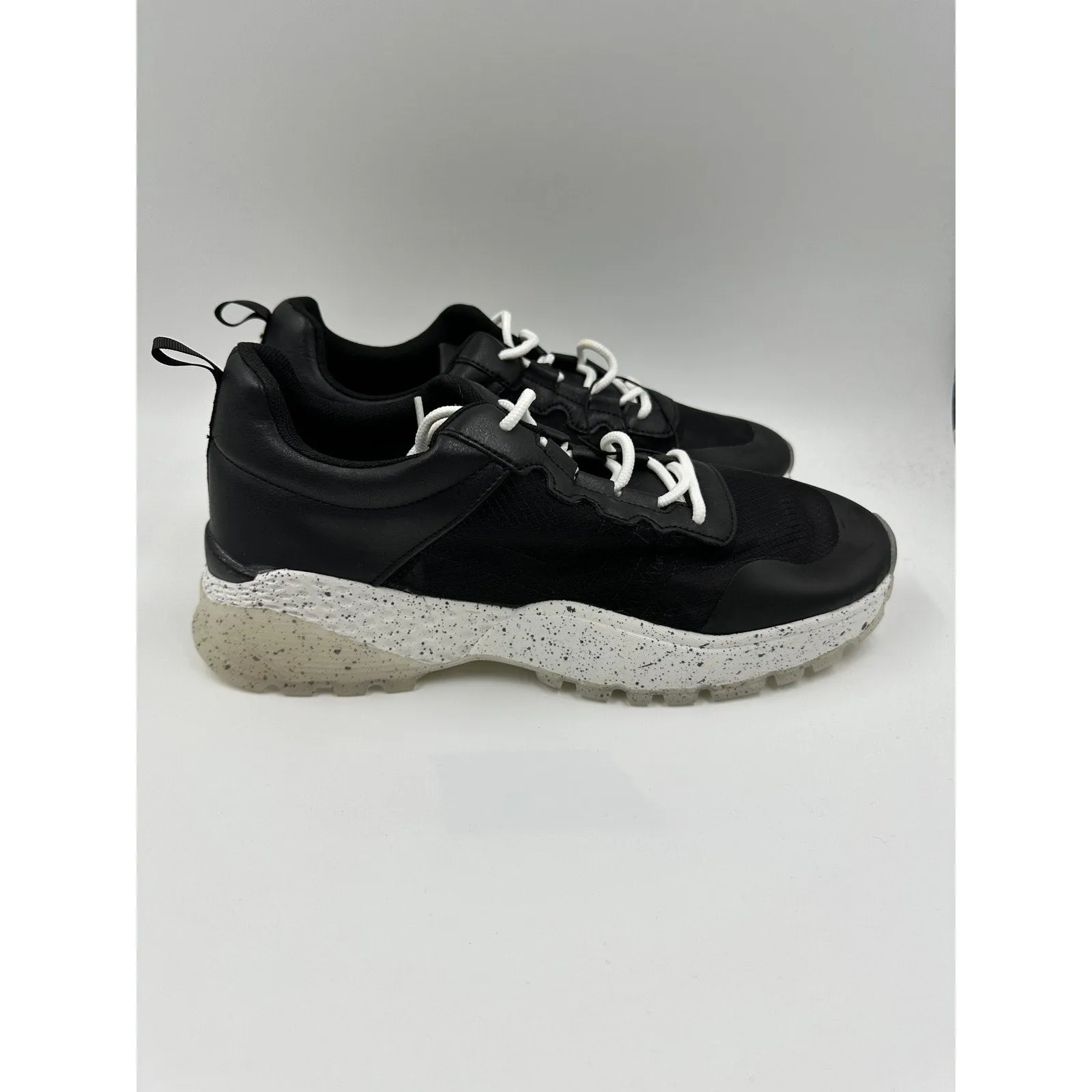 Size 11 Women's, Chunky Black Sneaker with Mesh Upper Sole and Rugged Tread