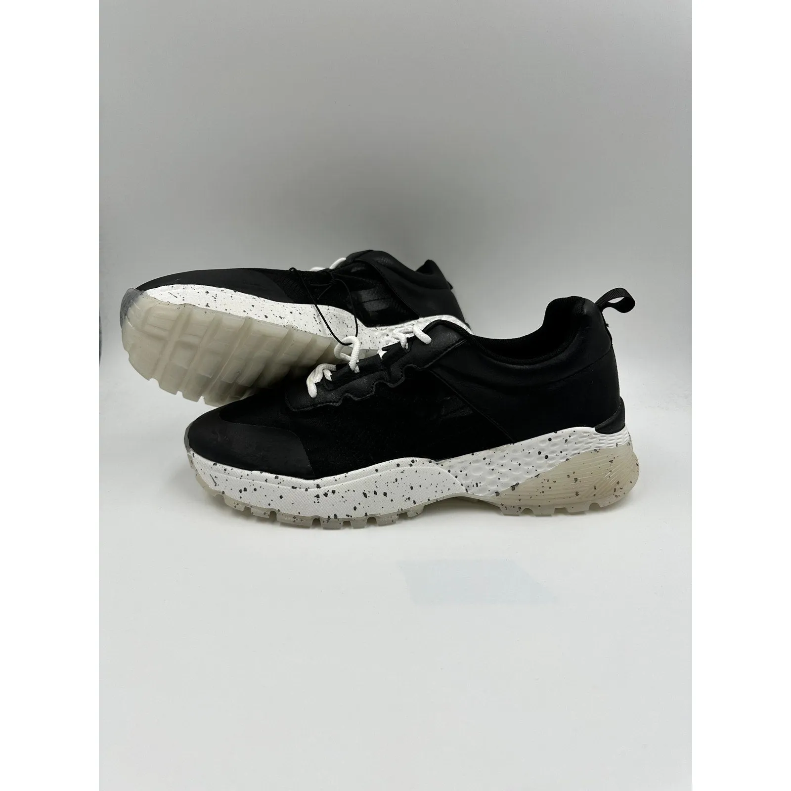 Size 11 Women's, Chunky Black Sneaker with Mesh Upper Sole and Rugged Tread