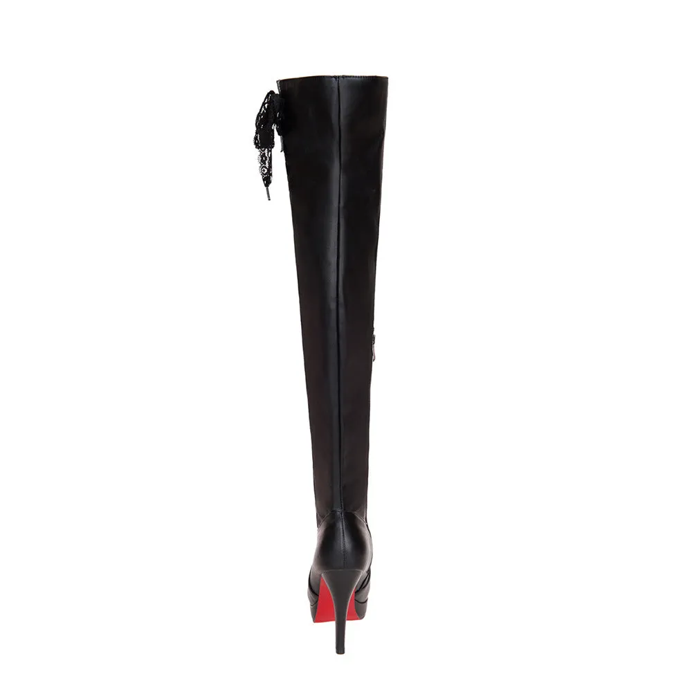 Stiletto heels over the knee boots